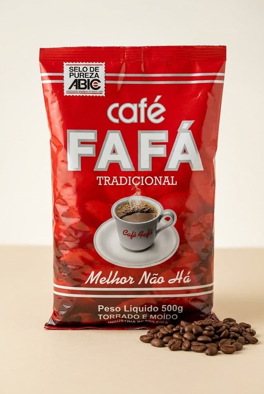 Embalagem de Café Fafá Tradicional 500g com Selo de Pureza ABIC